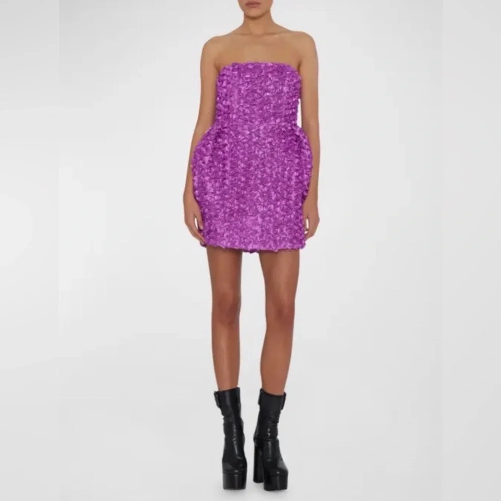 Rotate 3D Flower Strapless Minidress in pink size 6  Worn once, like new
